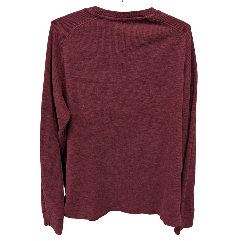 Banana Republic Men's Burgundy Slub Knit Raglan Long Sleeve Crewneck Shirt- XL